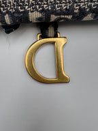 Christian Dior Blue Oblique Jacquard Saddle Wallet On Chain WOC