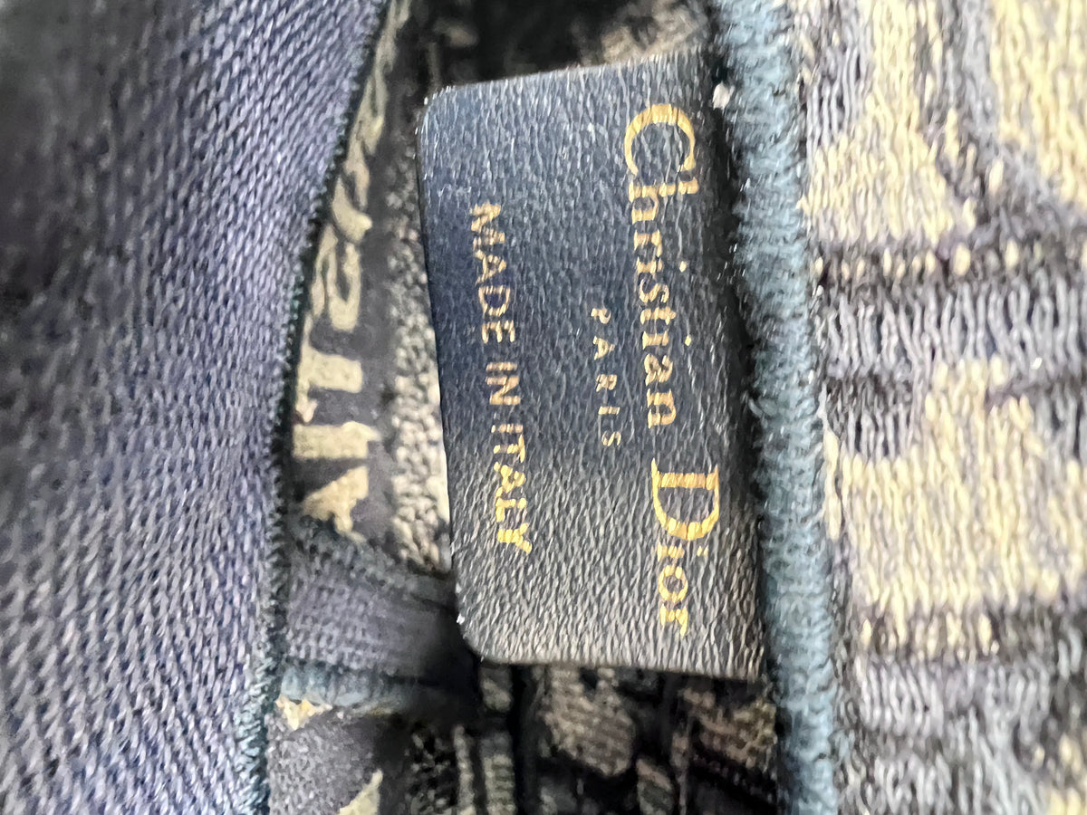 Christian Dior Blue Oblique Jacquard Saddle Wallet On Chain WOC