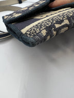 Christian Dior Blue Oblique Jacquard Saddle Wallet On Chain WOC