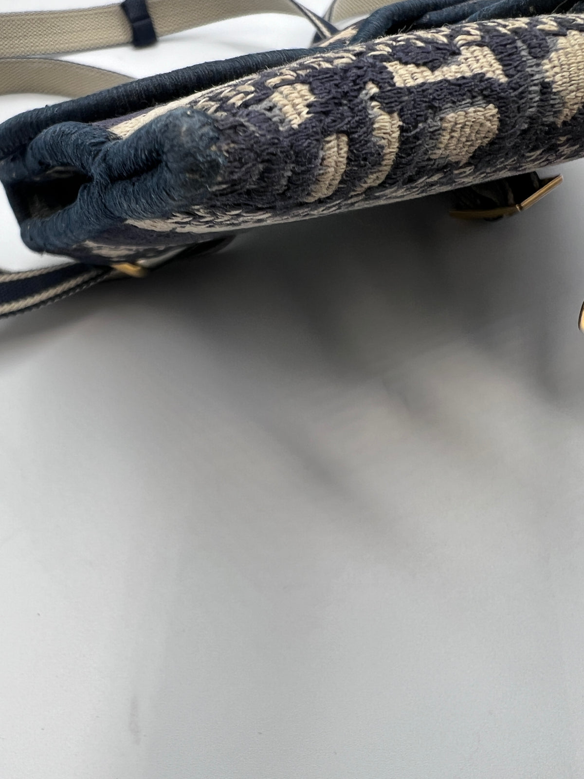 Christian Dior Blue Oblique Jacquard Saddle Wallet On Chain WOC