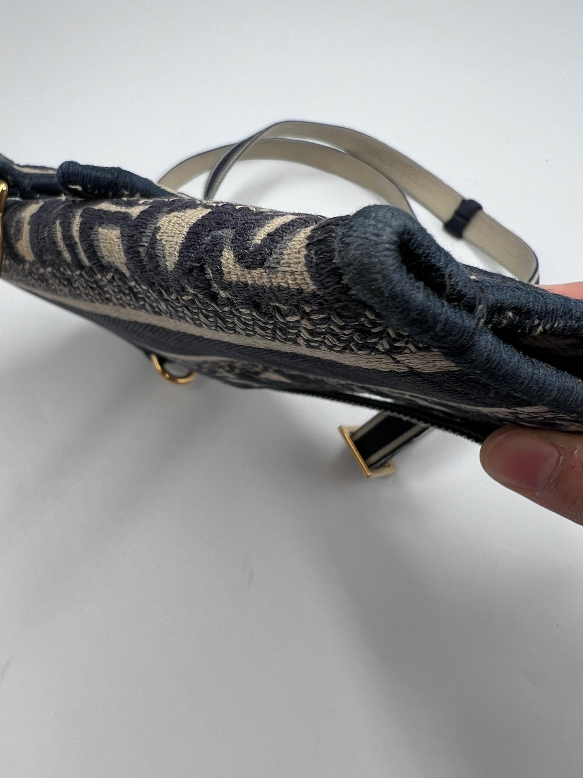 Christian Dior Blue Oblique Jacquard Saddle Wallet On Chain WOC