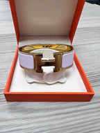 Hermès Clic Clac H Bracelet PM in Pale Pink Enamel with Gold-Plated Hardware
