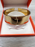 Hermès Clic Clac H Bracelet PM in Pale Pink Enamel with Gold-Plated Hardware