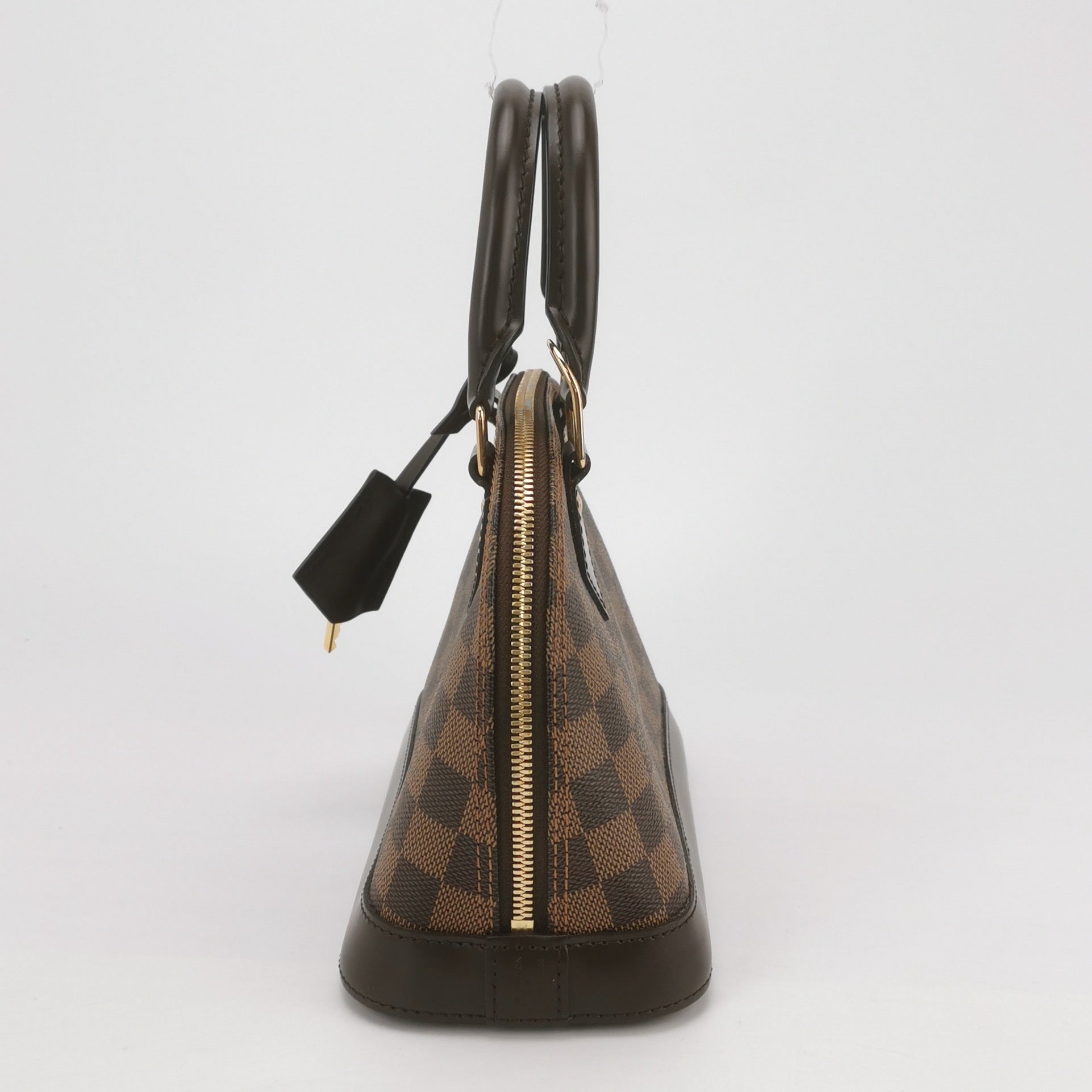 preploved damier ebene alma bb crossbody bag in canvas and gold hardware 