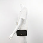 preloved Louis Vuitton pochette felicie black patent leather worn on mannequin for size reference