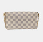 secondhand lv felicie pochette in damier azur canvas luxury shoulder bag with gold chain back view