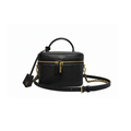 Louis vuitton Vanity Case crossbody toiletry bag in black leather with gold hardware with zipper and strap 