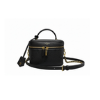 Louis vuitton Vanity Case crossbody toiletry bag in black leather with gold hardware with zipper and strap 