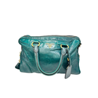 Prada Vitello Shine Teal Green Leather Satchel Bag