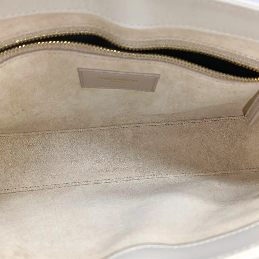 the inside of ysl saint laurent shoulder bag, clean interior no marks or stains 