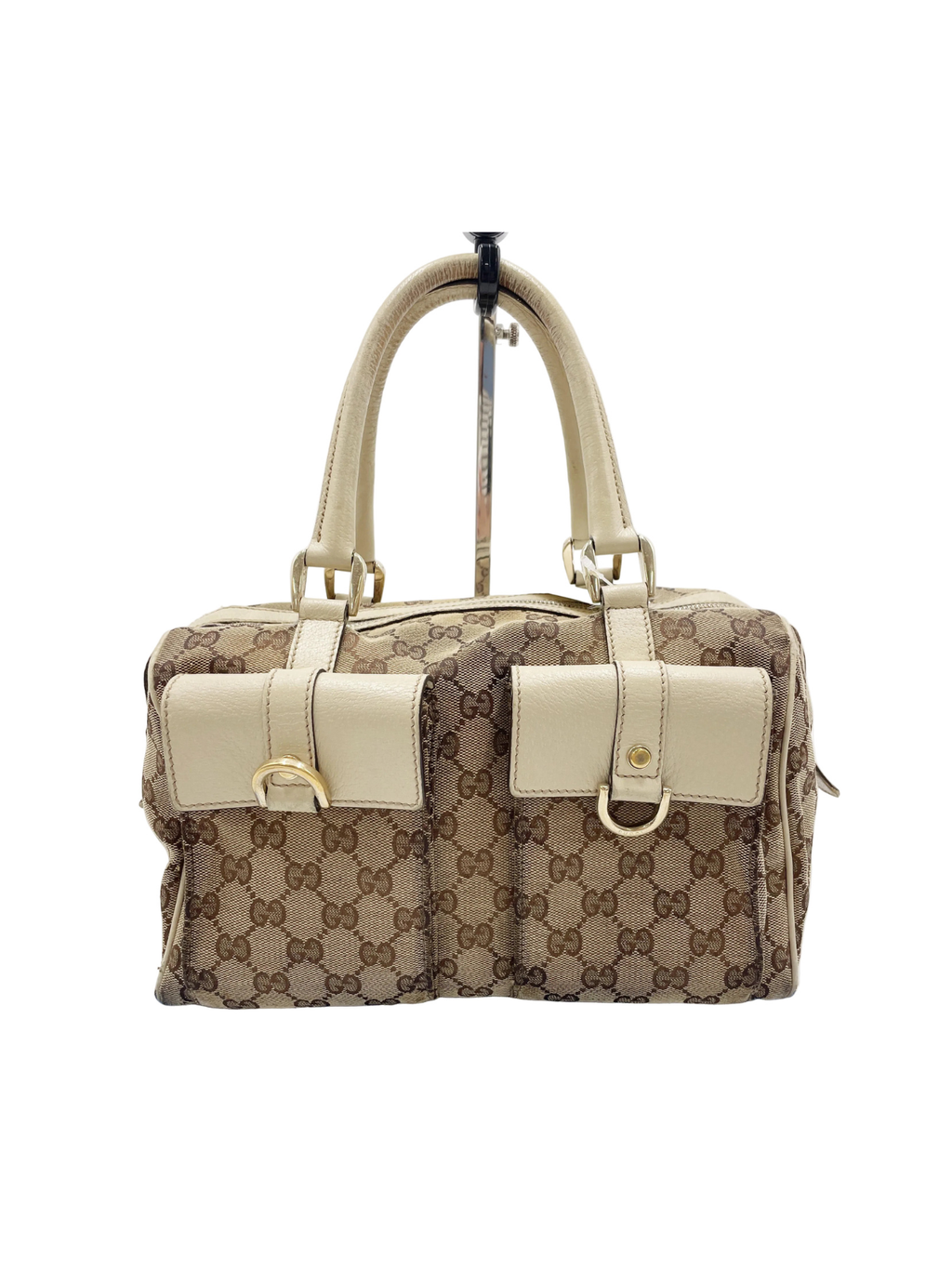Gucci GG Canvas Abbey Pocket Boston Bag Beige