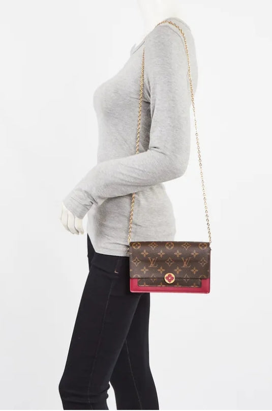 Louis Vuitton Fuchsia Monogram Canvas Flore Chain Wallet Bag