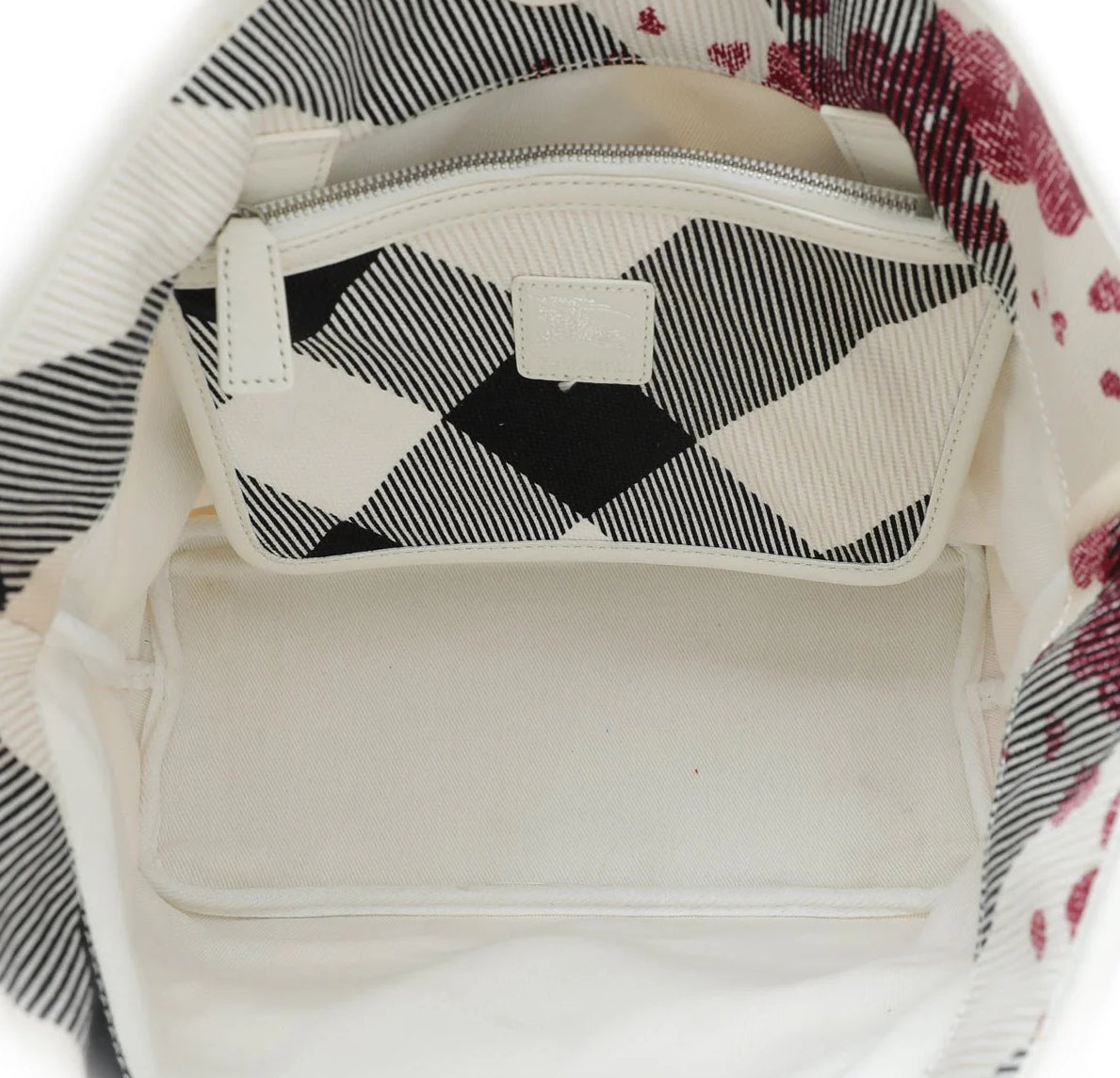 Burberry Abstract Print Canvas Tote Bag – White Multi-Colour