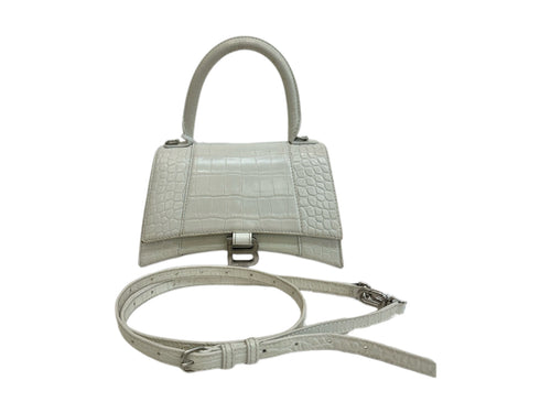 authentic preloved hourglass xs crocodile leather crossbody strap i white leather in excellent condition 