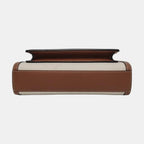 the bottom leather view of the second hand burberry mini pocket canvas bag in very good condition no damage