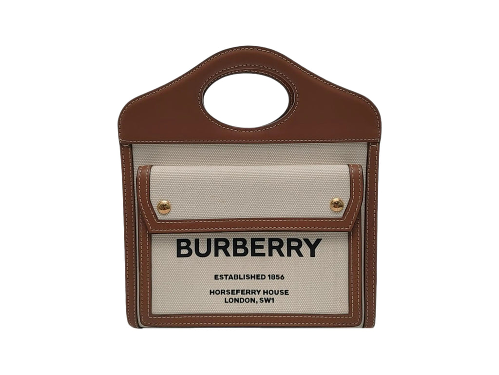 preloved Burberry mini canvas pocket top handle bag in brown in great condition 