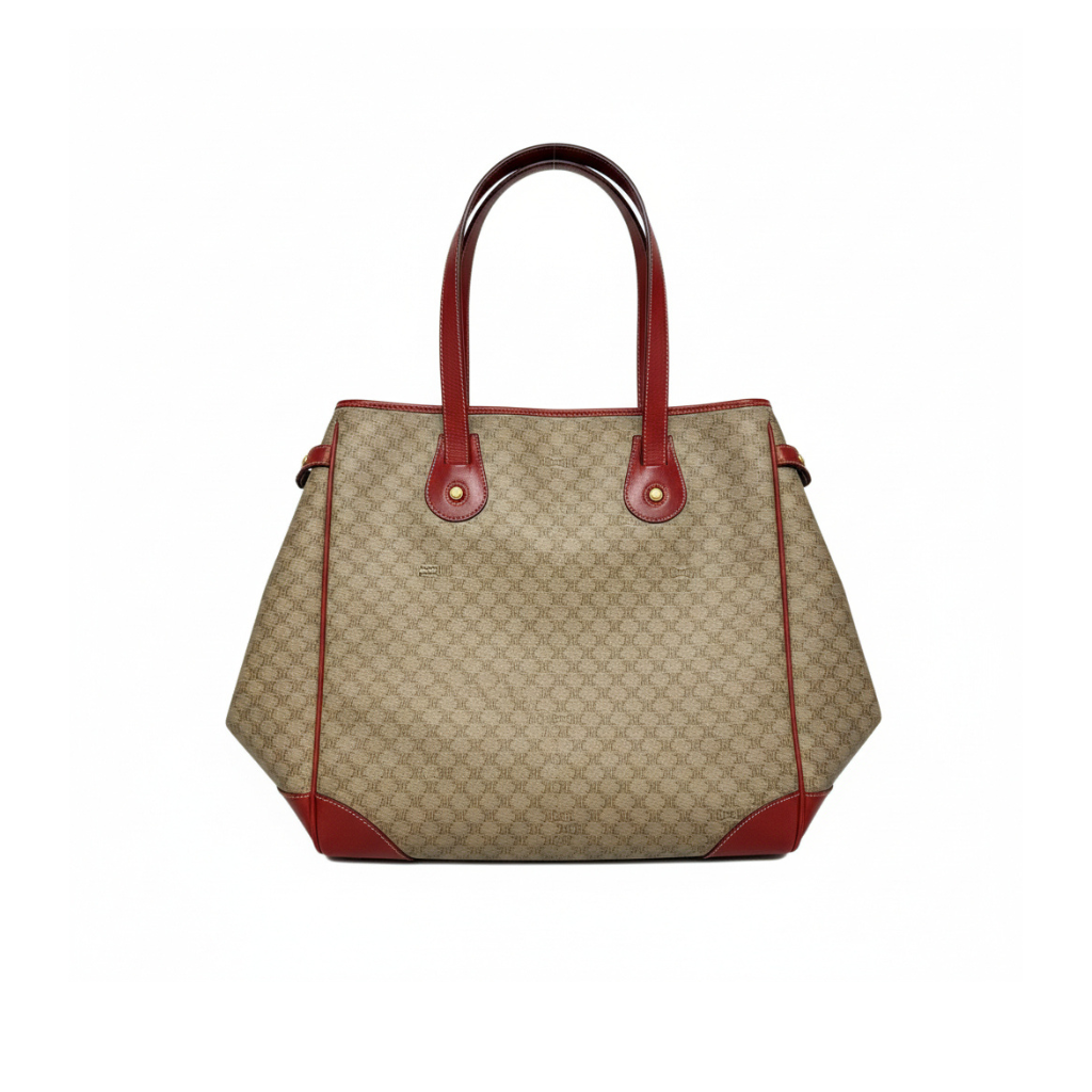 authentic vintage beige celine monogram leather tote bag in good condition for sale 