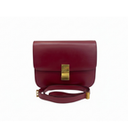 preloved authentic celine box crossbody bag in red leather and gold hardware 