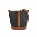 Vintage preloved Celine Triomphe Bucket Bag in monogram with removable crossbody strap 