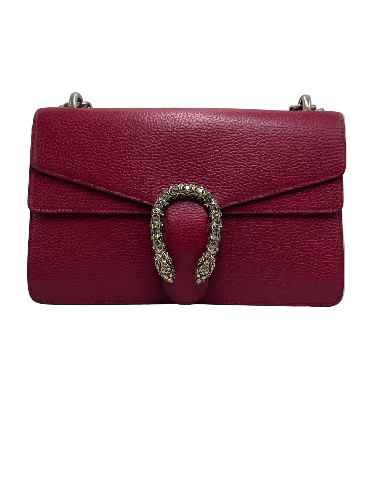 Gucci Dionysus Crystal-Embellished Medium Shoulder Bag in Red Grain Leather