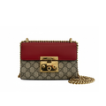 authentic gucci gg canvas classic padlock crossbody shoulder bag with red leather and gold chain strap for sale at discount price 