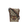 preowned gucci horsebit 1955 gg canvas with crossbody leather strap phone case bag in very good condition for sale authentic 
