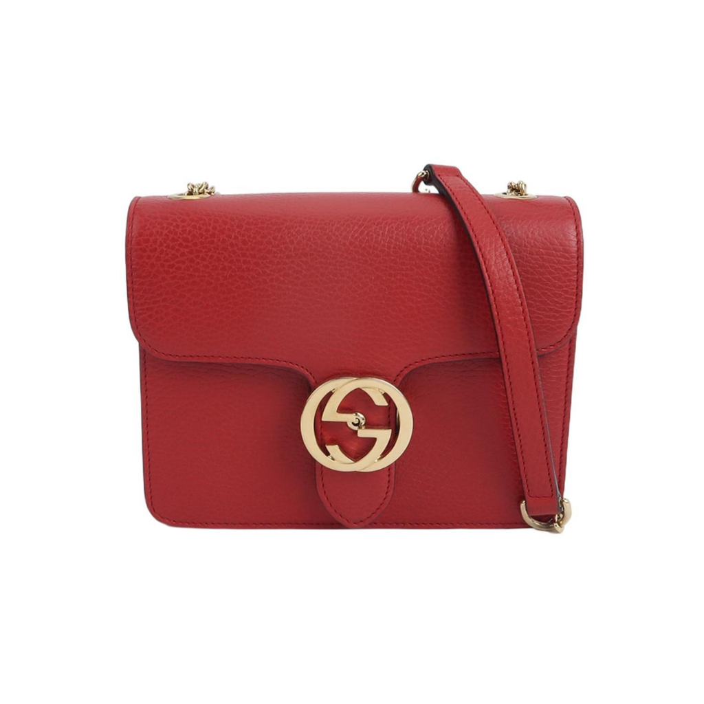 authentic preloved gucci interlock g red leather crossbody bag in excellent condition sale of designer bag 