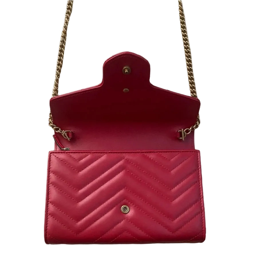 Gucci GG Marmont Matelassé Small Shoulder Bag – Red Leather