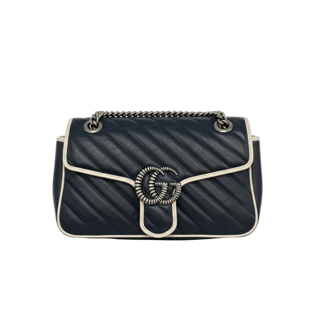 authentic gucci marmont medium bag in blue in great condition for sale 