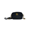 authentic gucci Black quilted leather handbag with gold chain strap and gg logo in very good condition for sale 