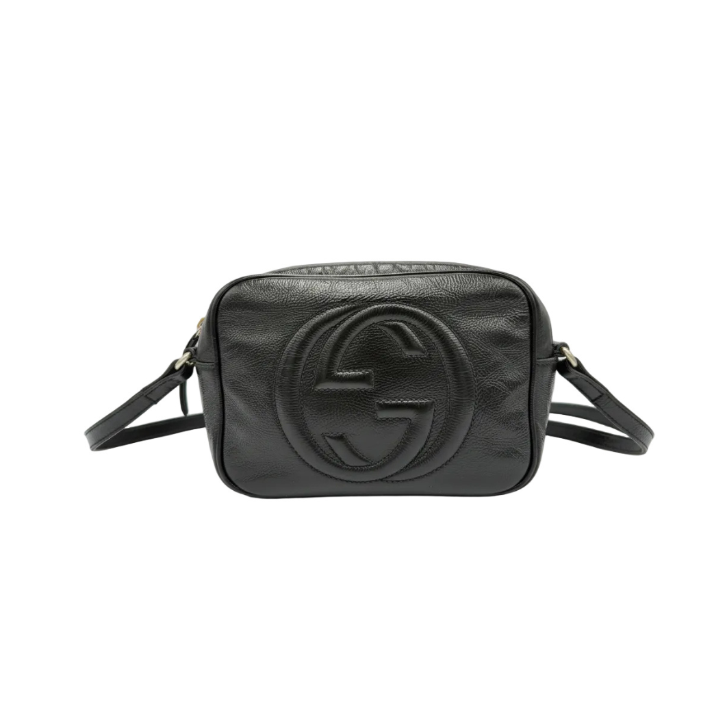 authentic authentic gucci soho disco black leather camera bag in good condition for sale 
