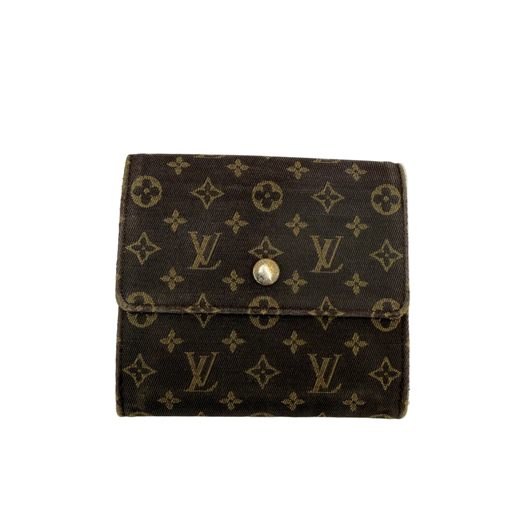 Louis Vuitton Elise compact wallet in brown Monogram canvas with gold-tone snap closures