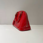 authentic preowned louis vuitton alma bb bag with classic monogram patent leather and gold hardware comes with lock and key in great condition 