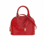 preloved louis vuitton alma bb crossbody bag with lock and key in red patent leather in very good condition with gold hardware 