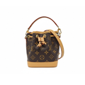 preloved louis vuitton new nano noe monogram bucket bag with top handle and crossbody strap in excellent condition and clean vahetta leather and no tarnishing hardware for sale 