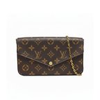 Front view of Louis Vuitton Félicie Pochette in Monogram canvas with gold chain.at discount price