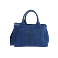 vintage prada canapa blue canvas tote with removable crossbody strap in good condition for sale 