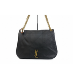 preloved authentic Black quilted handbag with gold chain strap with ysl gold logo in the front in very good condition 