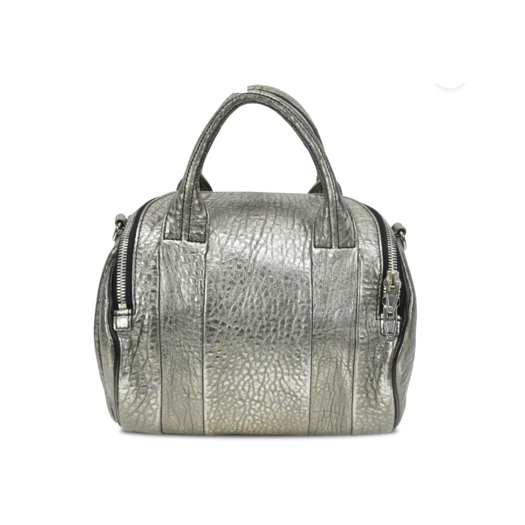 Alexander Wang Rockie Bag – Black Pebbled Leather – Iconic Studded Base Satchel