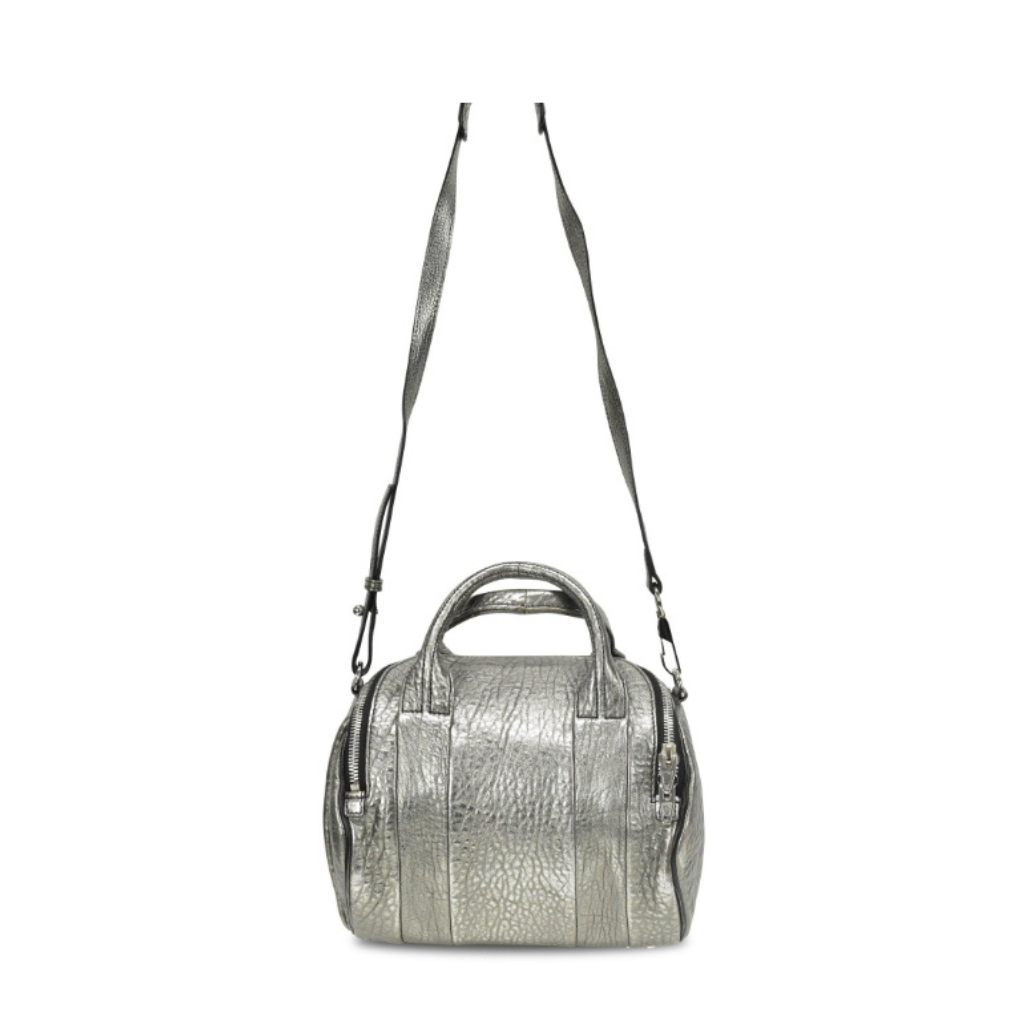 Alexander Wang Rockie Bag – Black Pebbled Leather – Iconic Studded Base Satchel