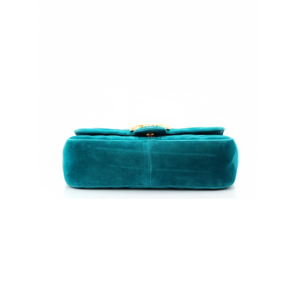 Gucci Marmont Small Blue Velvet Shoulder Bag