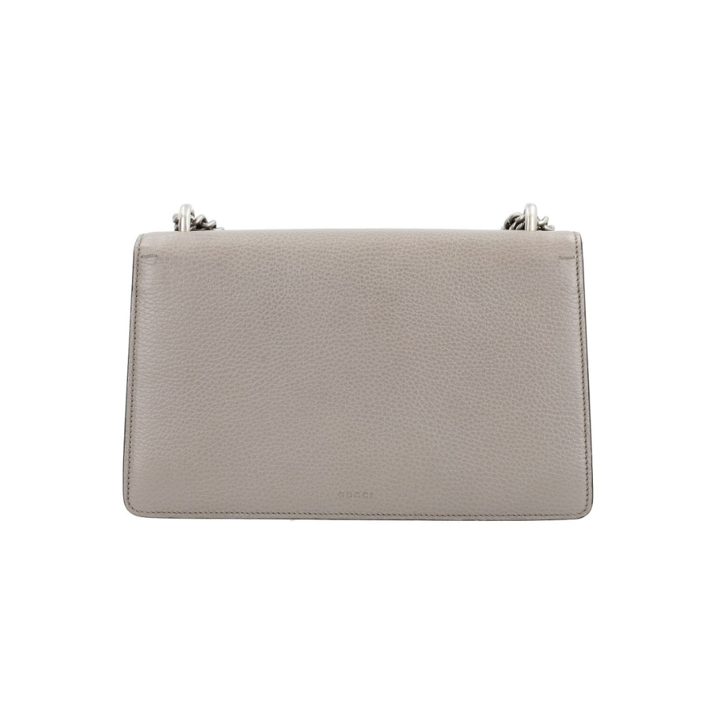 Gucci Dionysus Medium Shoulder Bag in Taupe Grained Leather with Crystal Tiger Head Closure