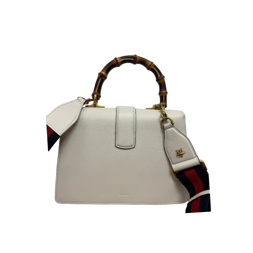 Gucci Dionysus Bamboo Top Handle Bag – Hibiscus White Leather with Web Strap
