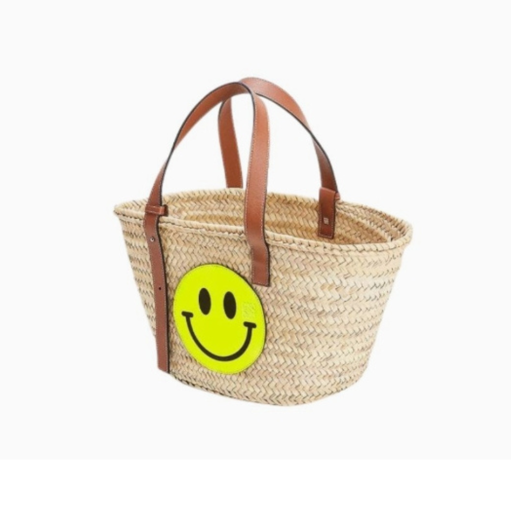 Loewe Smiley Raffia Basket